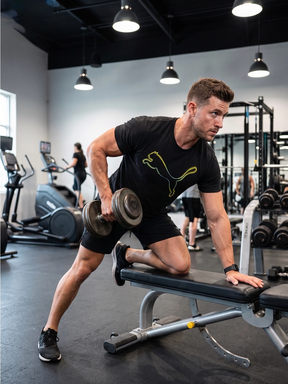 Puma Men’s Black Tee with Neon Yellow Logo